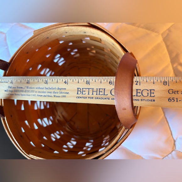 Longaberger Brown Woven Basket with Leather Handles - Picture 5 of 5